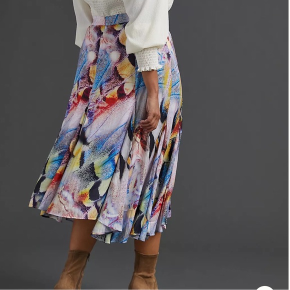 Anthropologie A-Line Neutral Motif Midi Skirt Size 2 - Picture 5 of 13